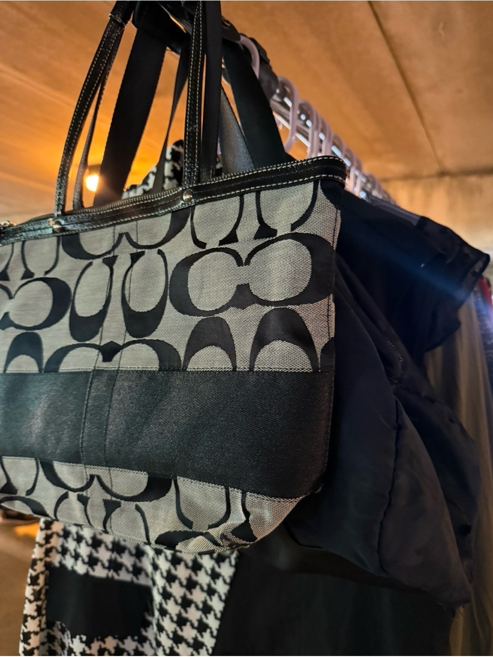 Coach Black and Gray Signature Canvas Tote